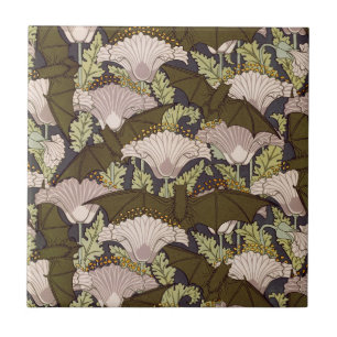 Carreau Motif floral Art nouveau vintage avec chauve-souri