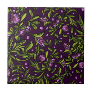 Carreau Motif floral artistique : Fleurs violettes