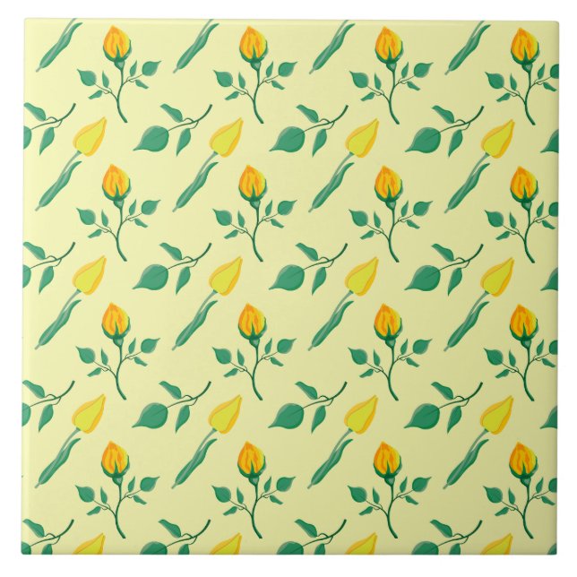 Carreau Motif floral avec rose jaune et fleurs de tulipe (Devant)
