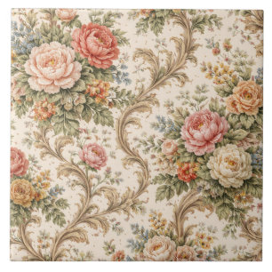 Carreau Motif floral baroque élégant vintage