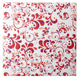 Carreau Motif floral blanc rouge mou