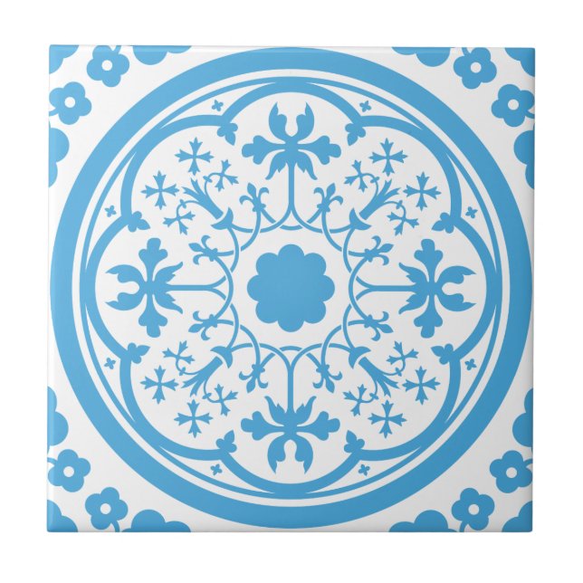 Carreau Motif floral bleu (Devant)