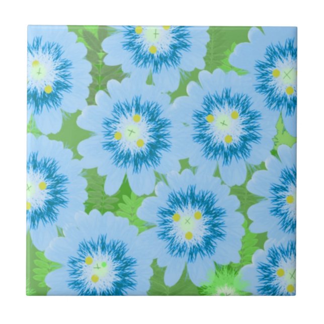 Carreau Motif floral bleu (Devant)