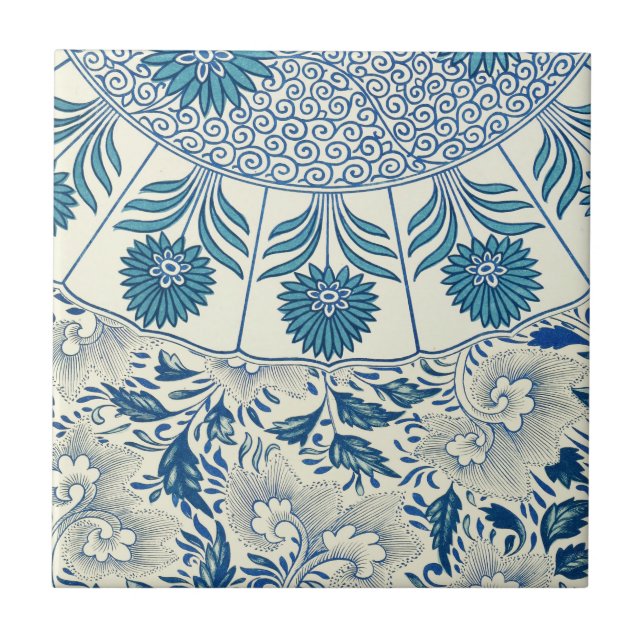 Carreau Motif Floral bleu Antique Design asiatique (Devant)