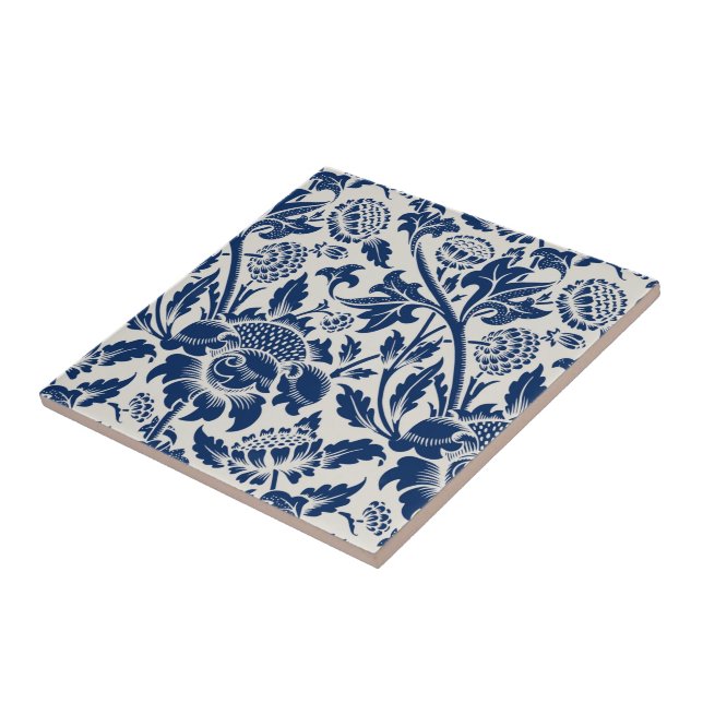 Carreau Motif floral bleu complexe sur fond clair (Côté)