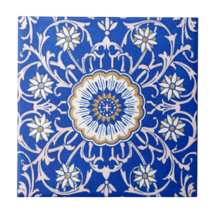 Carreau Motif floral bleu de mandala