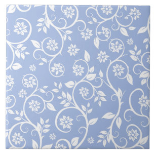 Carreau motif floral bleu et blanc
