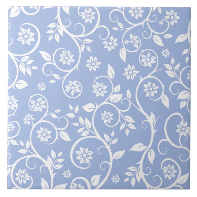Carreau motif floral bleu et blanc (Devant)