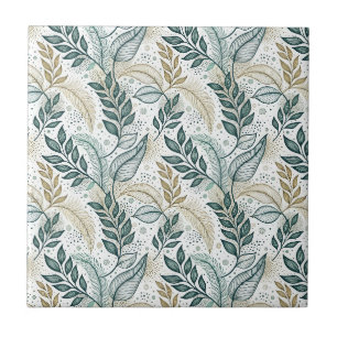 Carreau Motif floral botanique élégant feuille sarcelle et
