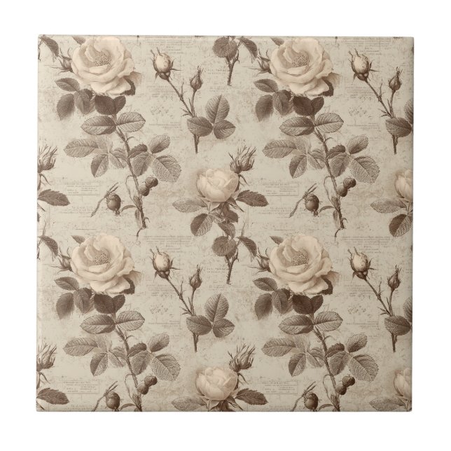 Carreau Motif floral botanique vintage (5) (Devant)