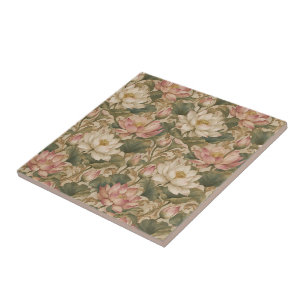Carreau Motif floral botanique vintage lotus d'eau