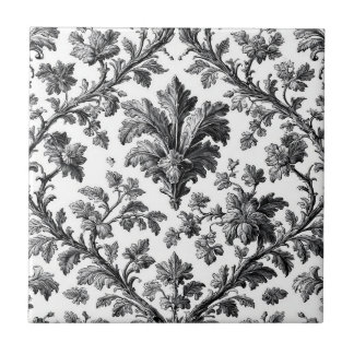 Carreau Motif Floral Campagnard Rustique Élégant Monochrom