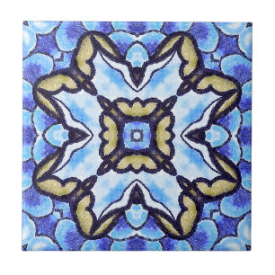 Carreau Motif floral d'abrégé sur romantique bleu Maroca