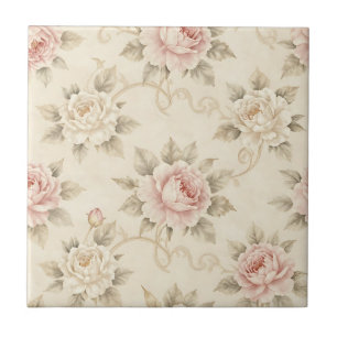 Carreau Motif floral damask rose rose vintage