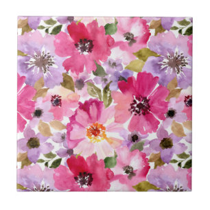 Carreau Motif floral d'aquarelle d'été