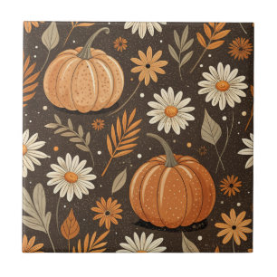 Carreau Motif floral de citrouille et de marguerite d'auto