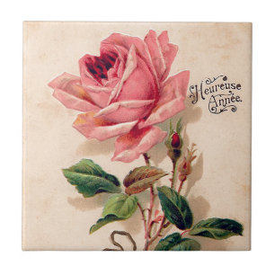 Carreau Motif floral de fleur rose de cru