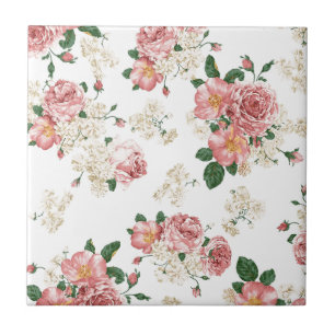 Carreau Motif floral de fleur vintage rose de pivoine