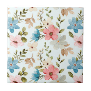 Carreau Motif floral de fleurs sauvages à l'aquarelle