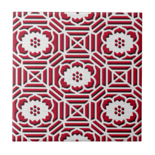 Carreau Motif floral de Japonais de Shokkoumon rouge foncé