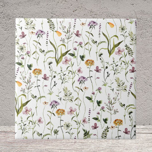 Carreau Motif floral de jardin de fleurs sauvages à l'aqua