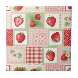 Carreau Motif floral de jardin de fraises vintage
