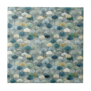 Carreau Motif floral de jardin de pluie serein (1)