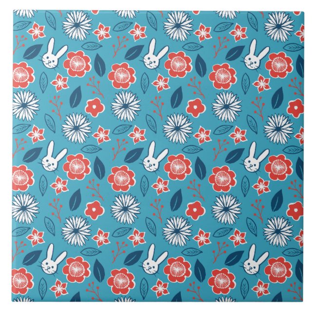Carreau Motif floral de Kawaii Usagi (Devant)