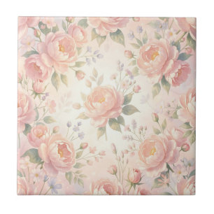 Carreau Motif floral de pivoine rose tendre
