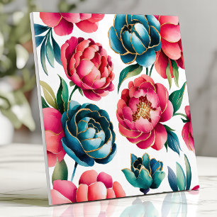 Carreau Motif floral de pivoine vibrant