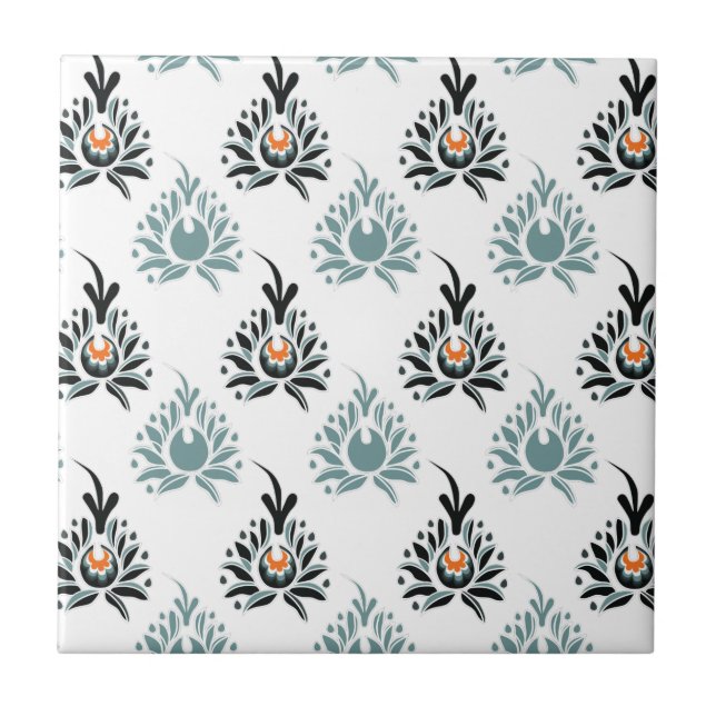 Carreau Motif floral de rose bleue élégant (Devant)