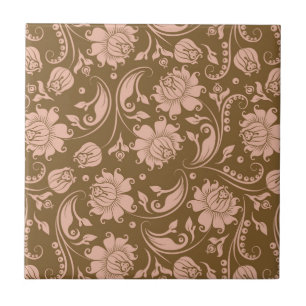Carreau Motif floral de rose et de brun