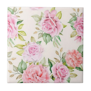 Carreau Motif floral de rose romantique élégant