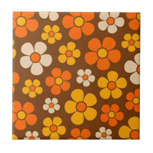 Carreau Motif floral de style rétro des années 1960
