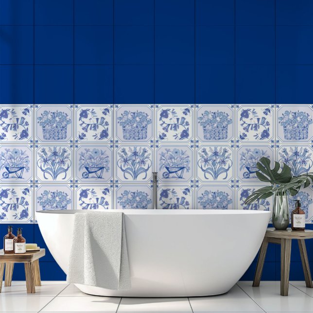 Carreau Motif floral Delft bleu et blanc (Créateur téléchargé)