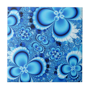 Carreau Motif Floral Design à fleurs bleues