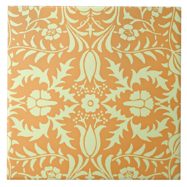 Carreau Motif floral, design or et jaune pastel, (Devant)