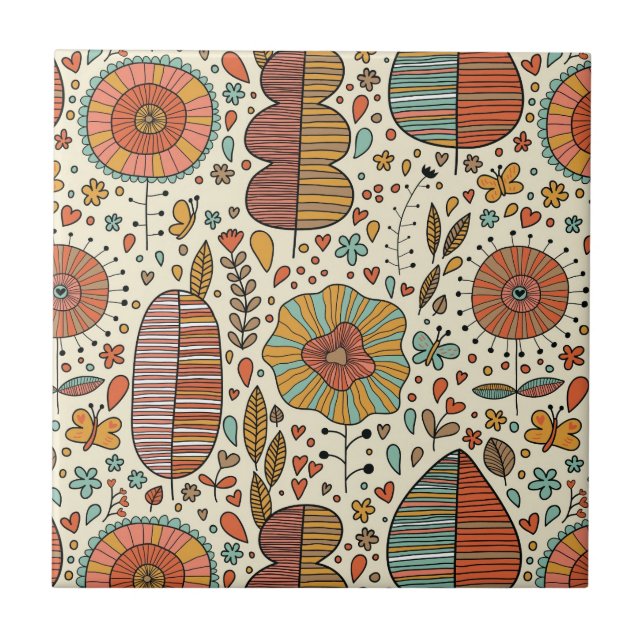 Carreau Motif floral d'été fait de feuille (Devant)