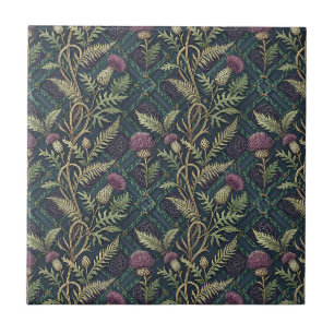 Carreau Motif Floral d'Héritage de Chardon et de Tartan Éc