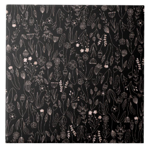 Carreau Motif floral d'or rose