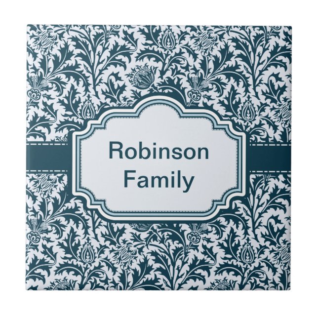 Carreau Motif floral élégant de chardon de William Morris (Devant)