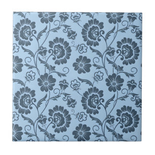 Carreau Motif floral élégant sur fond bleu clair