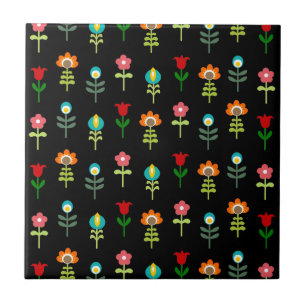 Carreau Motif floral folklorique rétro