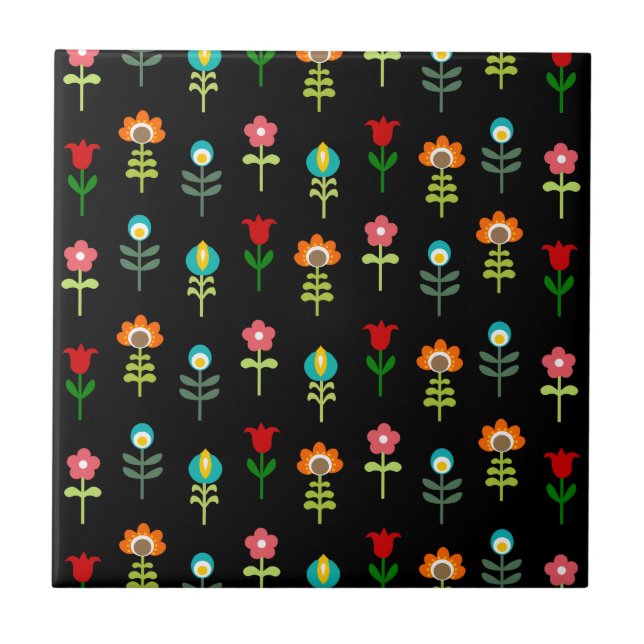 Carreau Motif floral folklorique rétro (Devant)