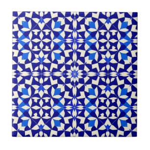 Carreau Motif floral géométrique bleu marine