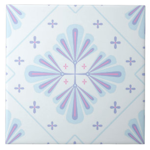 Carreau Motif floral géométrique bleu pastel