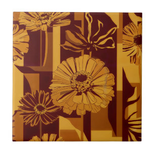 Carreau Motif floral géométrique d'automne moderne
