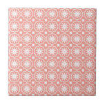 Carreau Motif floral géométrique moderne et blanc corail<br><div class="desc">Corail blanc moderne géométrique motif floral motif céramique</div>
