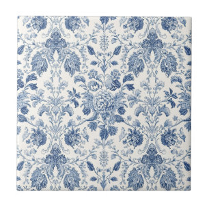 Carreau Motif floral gravé élégant vintage français