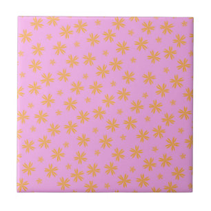 Carreau Motif floral hippie orange rose prépa